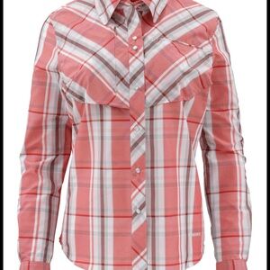 Simms Women's Big Sky LS Shirt - Dark Coral Plaid
